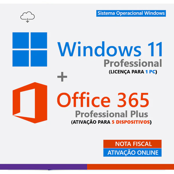 Licença Windows 11 Pro + Office 365 2026
